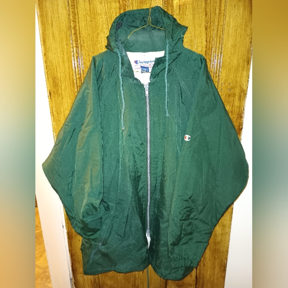 Vtg Champion Windbreaker Full Zip Green XL Men's Jacket #26094